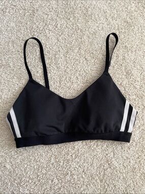 adidas Originals Black Sports Bra with White Stripes